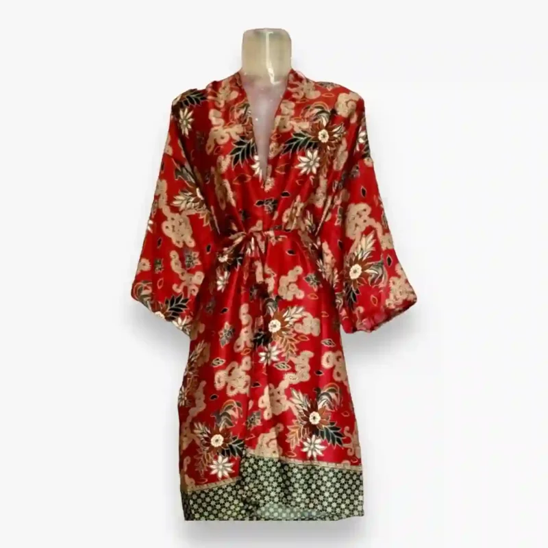 Elegant-red-Floral-silk-Kimono-Bathrobe-gagg Elegant Red Floral Silk Kimono Bathrobe - Luxurious and Comfortable